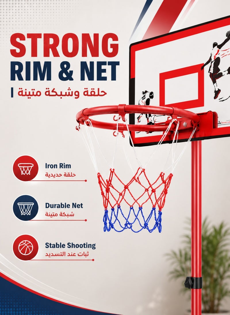 RUIYADA Basketball Stand - Adjustable Height Freestanding Basketball Stand up to 210cm with Acrylic Backboard, Ball, Air Pump and Wrench for Indoor Outdoor Kids Sports - Image 5