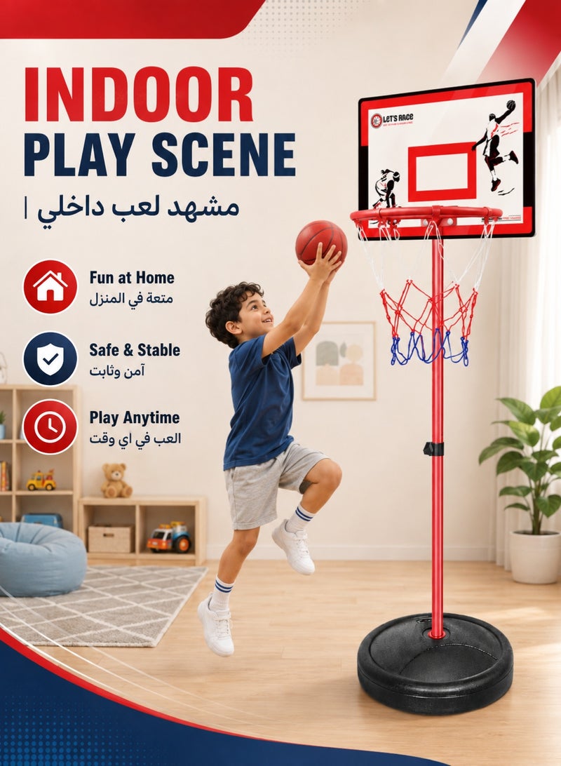 RUIYADA Basketball Stand - Adjustable Height Freestanding Basketball Stand up to 210cm with Acrylic Backboard, Ball, Air Pump and Wrench for Indoor Outdoor Kids Sports - Image 2