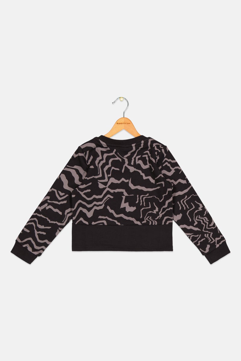 PUMA Kids Girl Sportswear Printed Sweatshirt, Black  - Image 2
