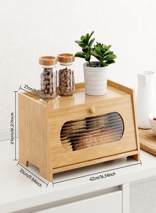 Stylstoreazy Bamboo Bread Box for Kitchen Countertop,Large Capacity Kitchen Countertop Organizer,Bread Storage with Acrylic Window for Cabinet,Pantry,Cupboard - Image 3