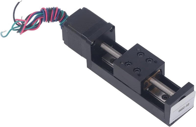 Linear Guide Rail Slide Stage Actuator, Mini Slide Actuator 50mm Stroke Stepper Motor for CNC Router Parts X Y Z Stage with T Screw Rod, Made of Alloy Material, Suitable for DIY - Image 1
