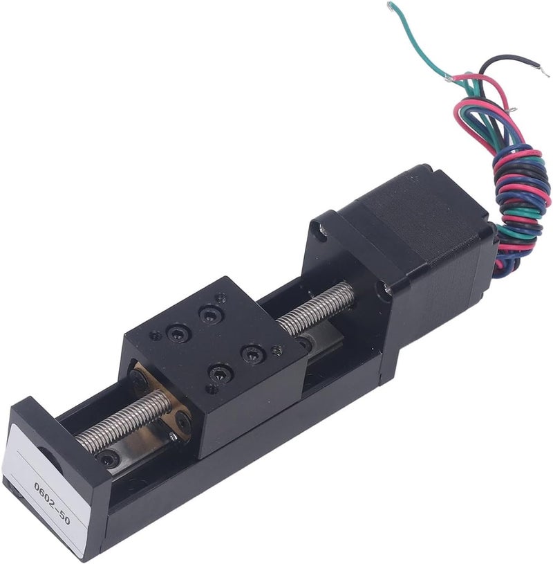 Linear Guide Rail Slide Stage Actuator, Mini Slide Actuator 50mm Stroke Stepper Motor for CNC Router Parts X Y Z Stage with T Screw Rod, Made of Alloy Material, Suitable for DIY - Image 4