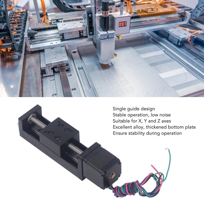 Linear Guide Rail Slide Stage Actuator, Mini Slide Actuator 50mm Stroke Stepper Motor for CNC Router Parts X Y Z Stage with T Screw Rod, Made of Alloy Material, Suitable for DIY - Image 2