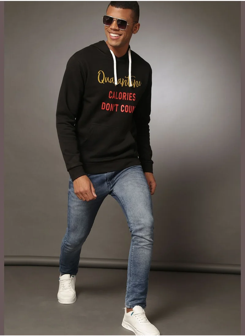 Campus Sutra Front Pocket Printed Hoodie