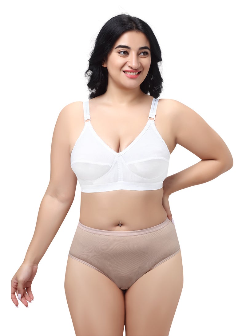 RAJNI Women's Bra C Cup 100% Cotton Soft Breathable Non-Padded Wire-free Adjustable Straps Plus Size Pack of 3 - Image 2