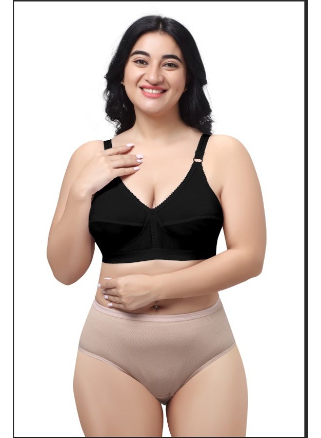 RAJNI Women's Bra C Cup 100% Cotton Soft Breathable Non-Padded Wire-free Adjustable Straps Plus Size Pack of 3 - Image 4