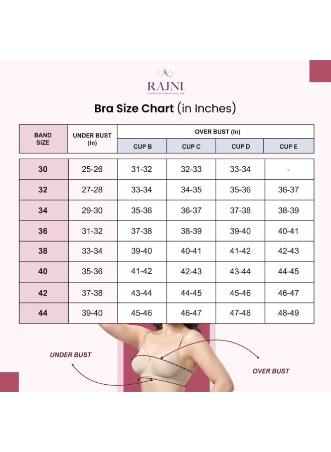 RAJNI Women's Bra C Cup 100% Cotton Soft Breathable Non-Padded Wire-free Adjustable Straps Plus Size Pack of 3 - Image 5