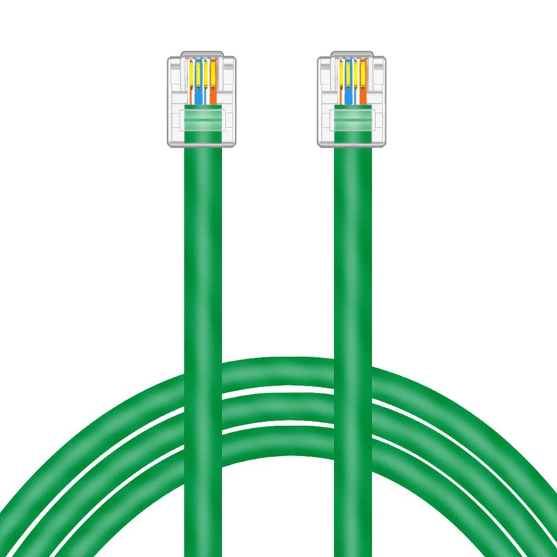 NECABLES CAT5E RJ11 Data Cable DSL Cable 6ft Heavy Duty High-Speed for DSL Modem UTP Compatible with ATT RJ11 6P4C Male to Male Green - 6 Feet - Image 2