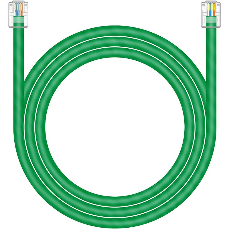 NECABLES CAT5E RJ11 Data Cable DSL Cable 6ft Heavy Duty High-Speed for DSL Modem UTP Compatible with ATT RJ11 6P4C Male to Male Green - 6 Feet - Image 1