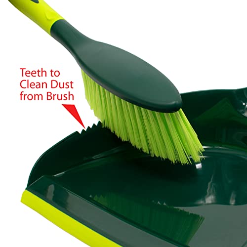 Pine Sol Pine-Sol Dustpan and Brush Set | Nesting Snap-On Design | Portable, Compact Dust Pan and Hand Broom for Cleaning with Rubber Grip Edge, Green - Image 4