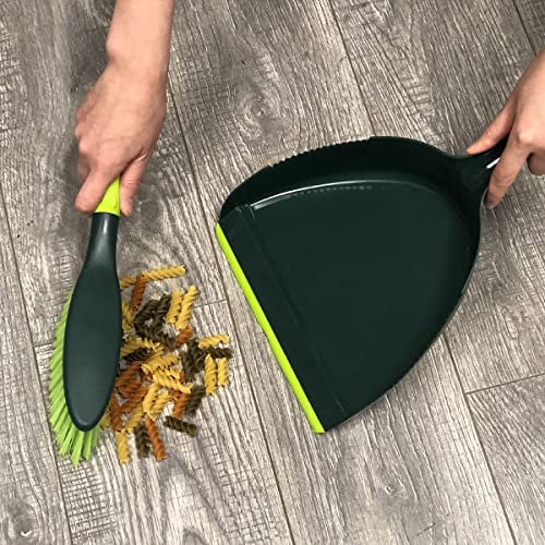 Pine Sol Pine-Sol Dustpan and Brush Set | Nesting Snap-On Design | Portable, Compact Dust Pan and Hand Broom for Cleaning with Rubber Grip Edge, Green - Image 2