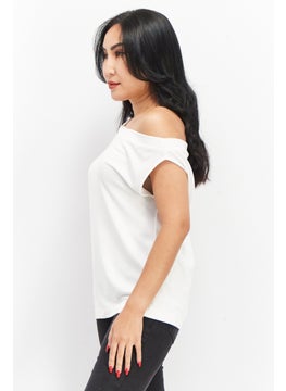 Elan Women Boat Neck Sleeveless Plain Top, Ivory  - Image 2