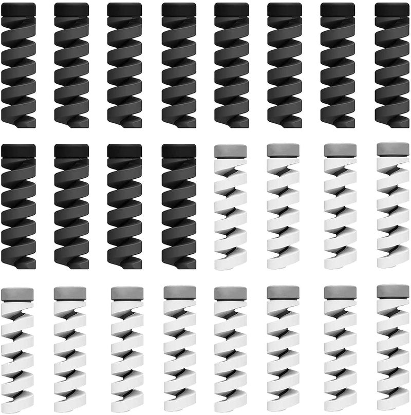 SKYCELL Charger Data Cable Protector Spiral Silicone Charging USB Wire Protector Compatible for Apple Mobile & iPhone Charger (24pcs Black & Grey) - Image 1