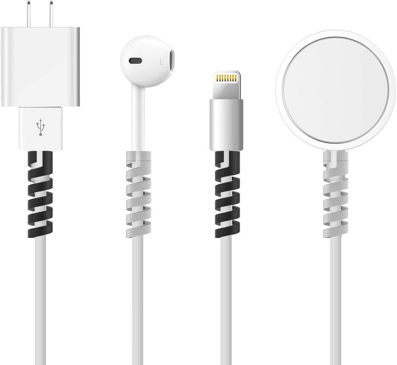 SKYCELL Charger Data Cable Protector Spiral Silicone Charging USB Wire Protector Compatible for Apple Mobile & iPhone Charger (24pcs Black & Grey) - Image 5