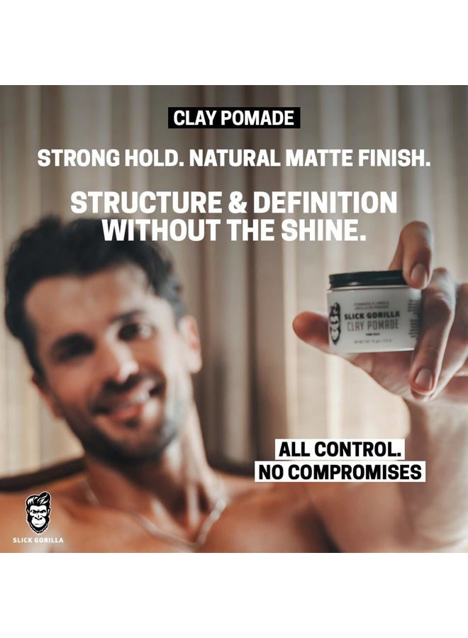 Slick Gorilla Hair Clay Pomade for Men, Mens Hair Pomade for Firm Hold, Strong Structure, Low Shine, Natural Matte Finish, Clay Styling Products, 70 g - Image 5