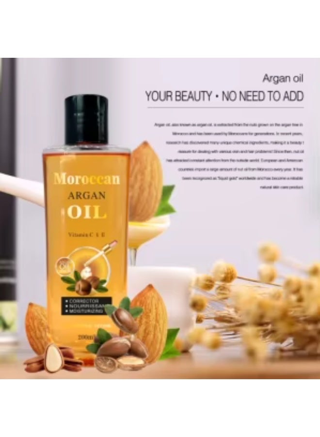 موروكان زيت الأركان سيروم مرطب ومفتح للتدليك للوجه والجسم والشعر 200 مل 2 قطعة - Image 2