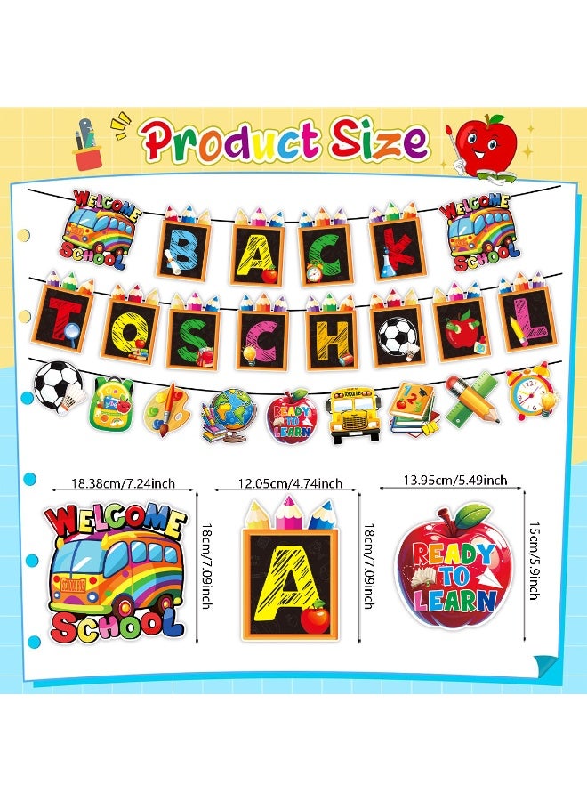Daytoyz Back to School Party Decorations Kit - 40+ Piece Set with "Welcome Back" Banner, Themed Balloons, Cake & Cupcake Toppers, Apple Bus Figurines, Letters & Accessories - Image 2