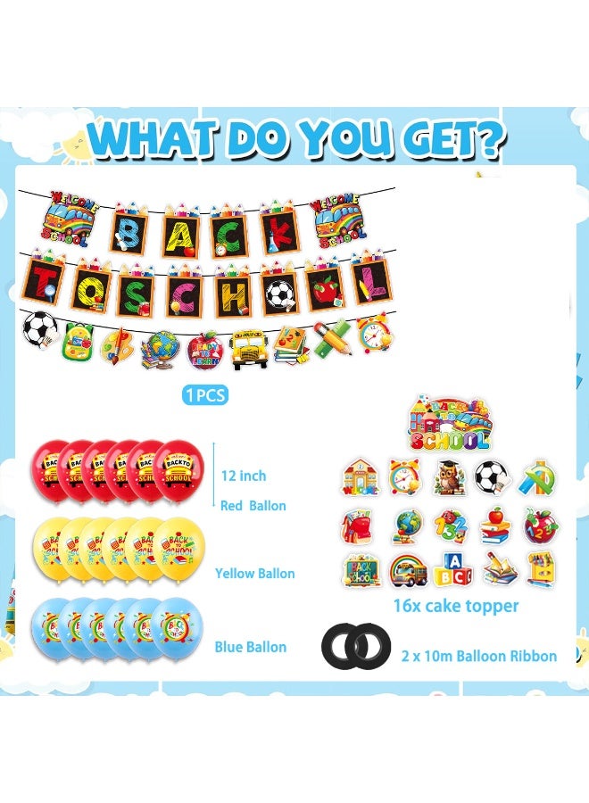 Daytoyz Back to School Party Decorations Kit - 40+ Piece Set with "Welcome Back" Banner, Themed Balloons, Cake & Cupcake Toppers, Apple Bus Figurines, Letters & Accessories - Image 4