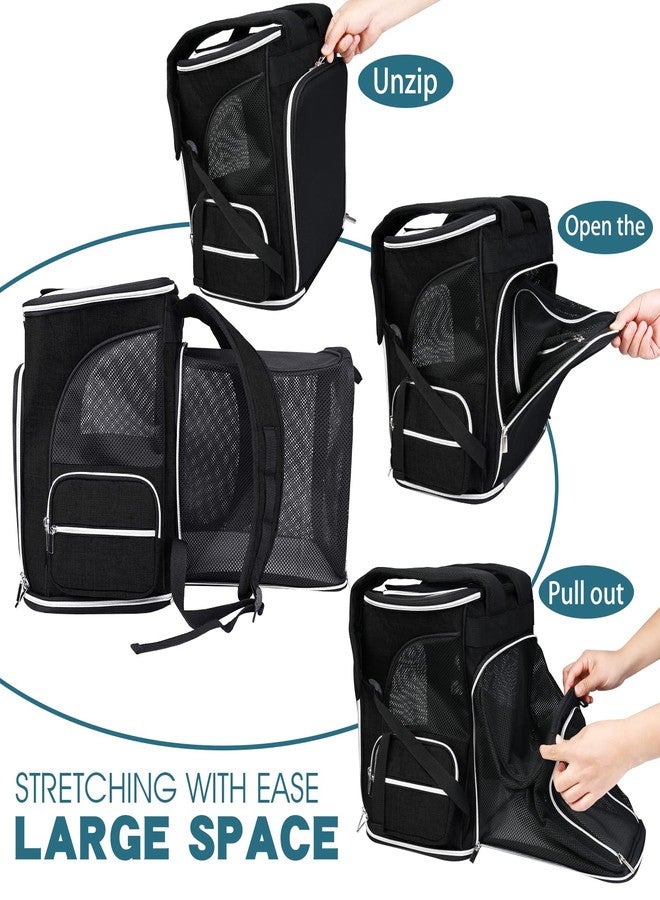 BAGLHER Expandable Pet Carrier Backpack，Pet Backpack for Small Cats Puppies Dogs Bunny, Airline-Approved Ventilate Backpack for Travel, Hiking and Outdoor Use. Black - Image 2