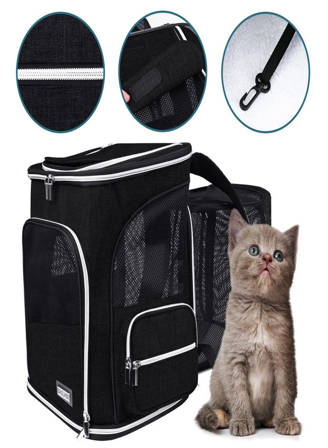 BAGLHER Expandable Pet Carrier Backpack，Pet Backpack for Small Cats Puppies Dogs Bunny, Airline-Approved Ventilate Backpack for Travel, Hiking and Outdoor Use. Black - Image 4