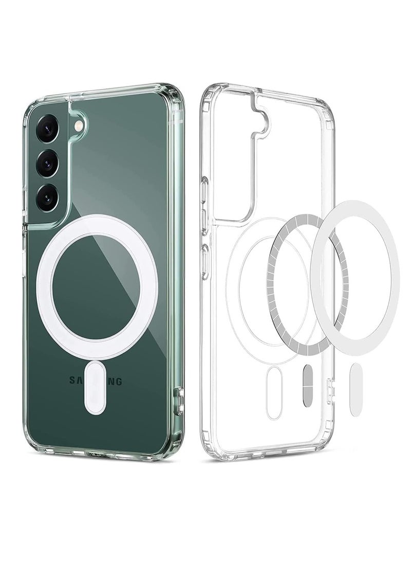DUSALA Magnetic Case for Samsung Galaxy S22 5G Compatible with MagSafe Shockproof Protective Phone Cover Non Yellowing Hard Clear PC Back Clear - Image 1