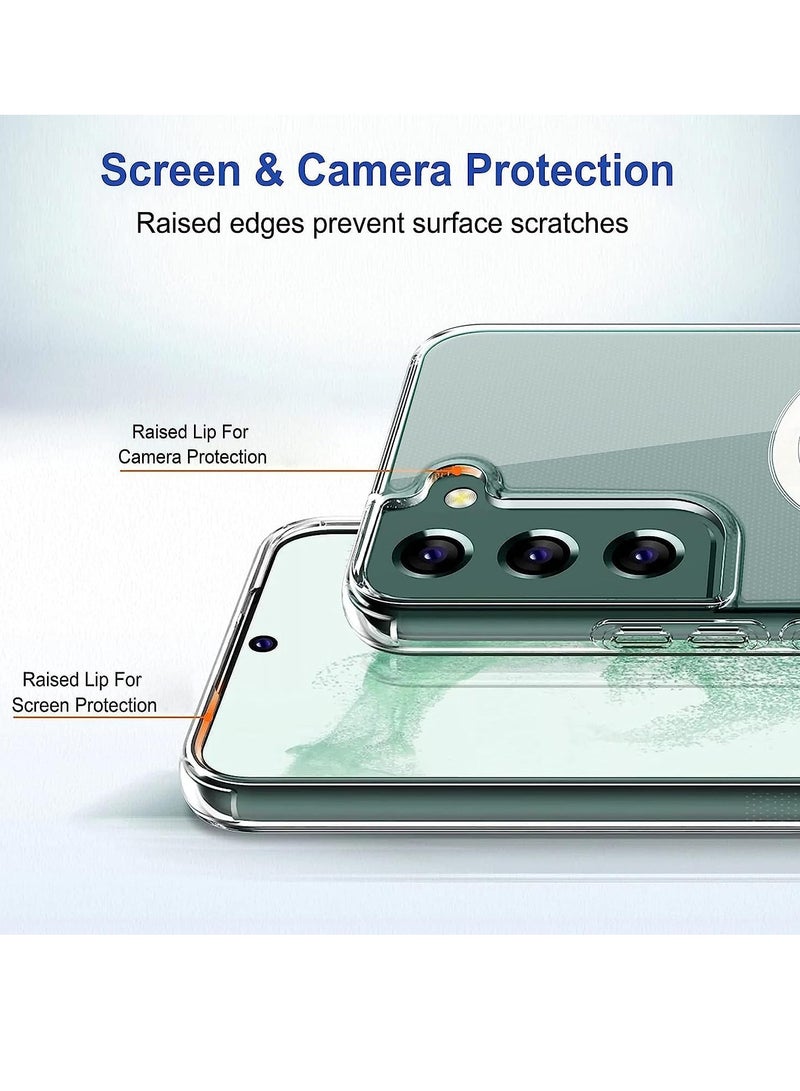 DUSALA Magnetic Case for Samsung Galaxy S22 5G Compatible with MagSafe Shockproof Protective Phone Cover Non Yellowing Hard Clear PC Back Clear - Image 3