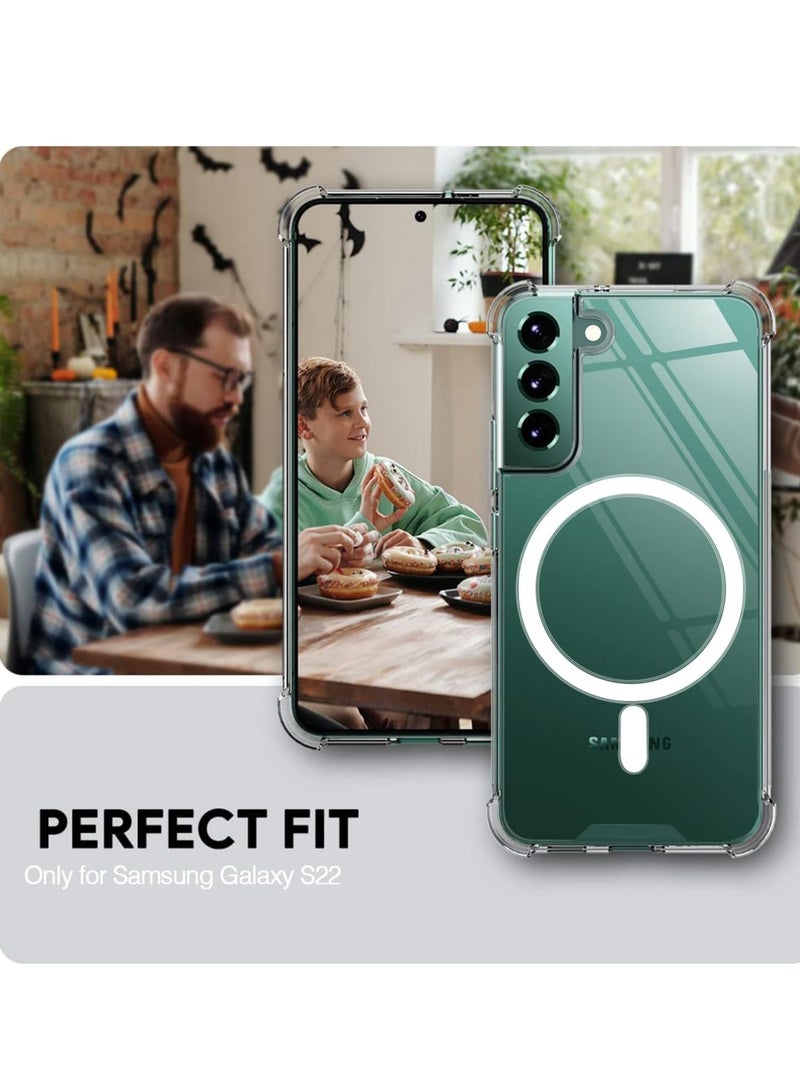DUSALA Magnetic Case for Samsung Galaxy S22 5G Compatible with MagSafe Shockproof Protective Phone Cover Non Yellowing Hard Clear PC Back Clear - Image 4