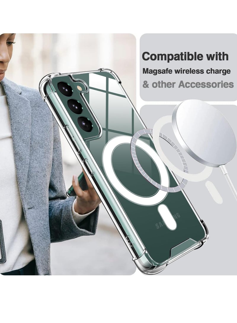 DUSALA Magnetic Case for Samsung Galaxy S22 5G Compatible with MagSafe Shockproof Protective Phone Cover Non Yellowing Hard Clear PC Back Clear - Image 5