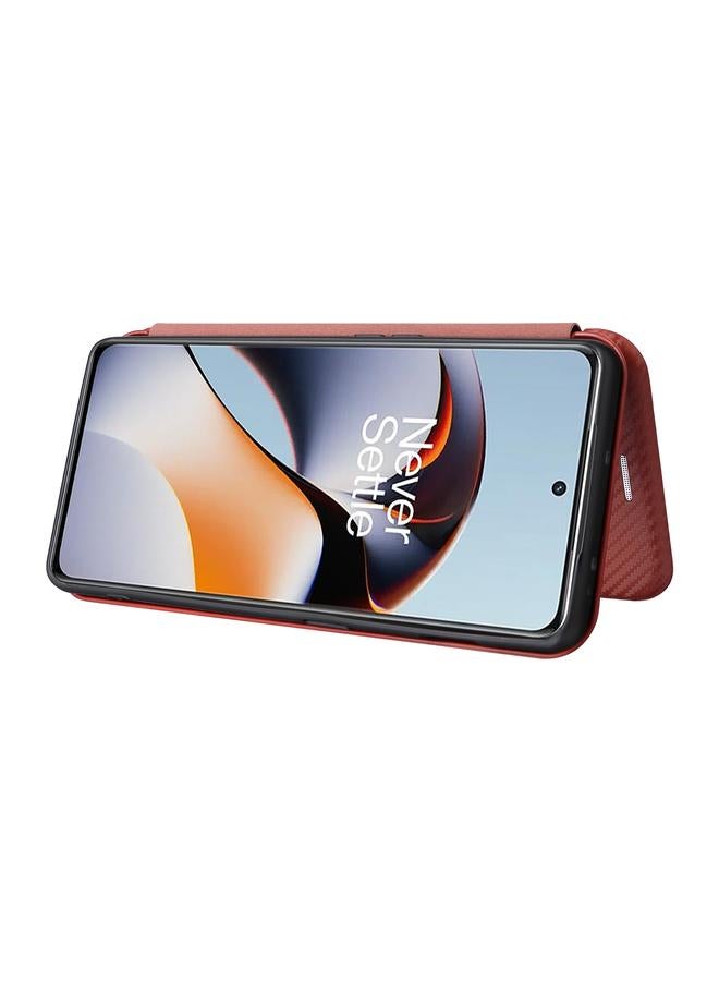 اس-توب جراب هاتف OnePlus 11R 5G مصنوع من ألياف الكربون وجلد قابل للطي - Image 5