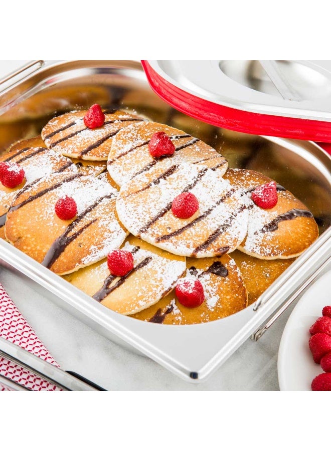 Restaurantware Met Lux 20.5 Inch x 10.4 Inch x 2.5 Inch Steam Table Pan, 1 Half Size Hotel Pan - Anti-Jam, Deep, Silver Stainless Steel Half Size Pan, With Collapsible Handles, For Parties Or Events  - Image 3