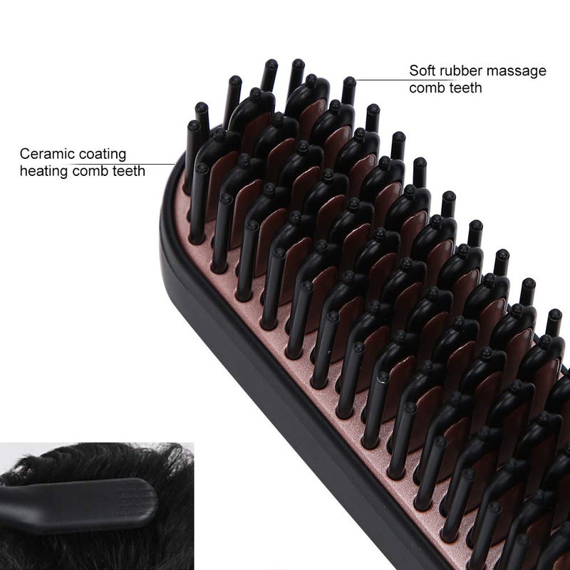 cheekyglo 2 in 1 Folding Hair Straightener Comb, Professional Hair Straightener Curly Brush with Soft Rubber Massage Comb Teeth, 3-Step Temperature Adjustment(Black) Black - Image 3