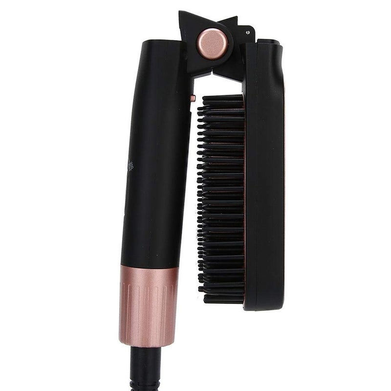 cheekyglo 2 in 1 Folding Hair Straightener Comb, Professional Hair Straightener Curly Brush with Soft Rubber Massage Comb Teeth, 3-Step Temperature Adjustment(Black) Black - Image 1