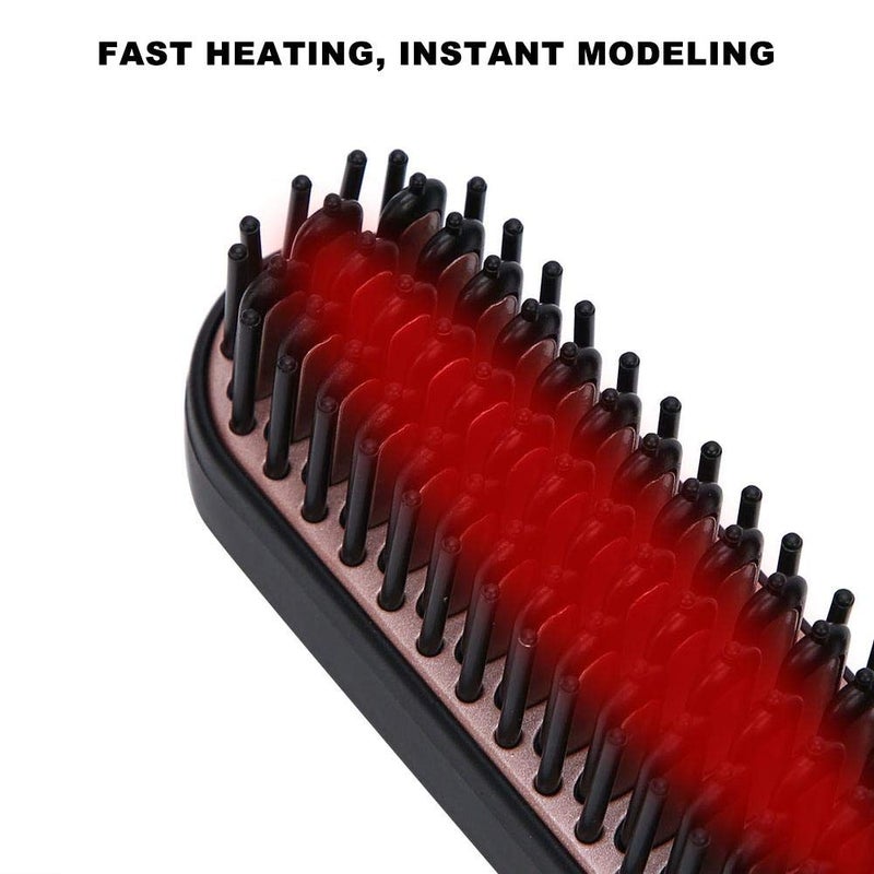 cheekyglo 2 in 1 Folding Hair Straightener Comb, Professional Hair Straightener Curly Brush with Soft Rubber Massage Comb Teeth, 3-Step Temperature Adjustment(Black) Black - Image 4