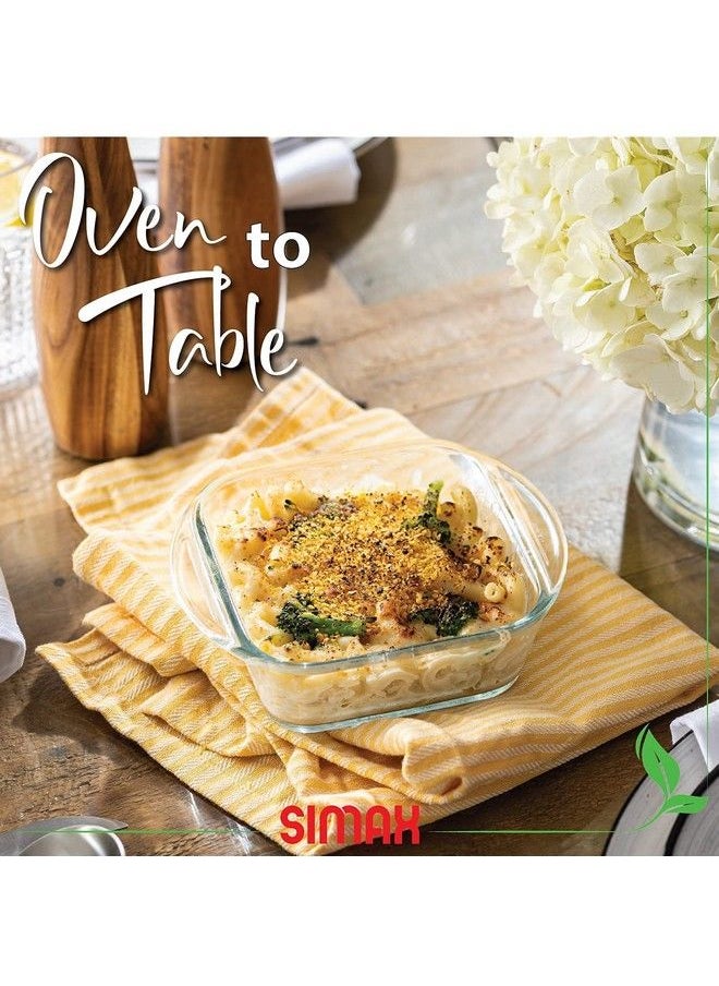 SIMAX - Casserole Dish For Oven: Mini Glass Baking Dish With Lid Small Personal Sized Bakeware And Cookware Great For Storage Microwave Oven And Dishwasher Safe Borosilicate Glass Dish 10 Oz. - Image 1