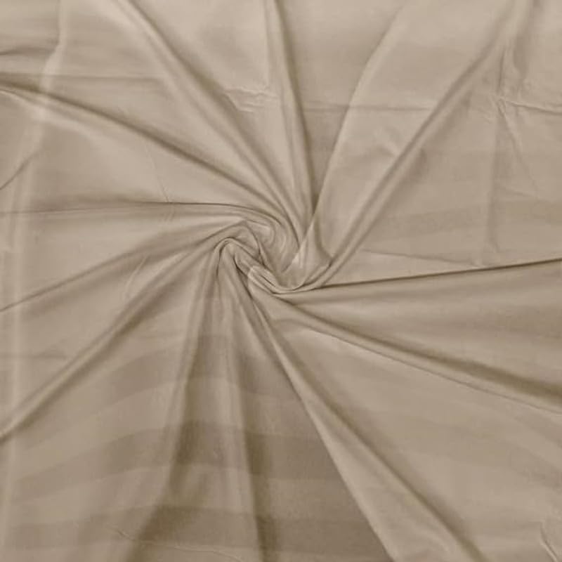 Cool Dealzz Cool Dealzz 300 TC Premium 100 Cotton Satin Stripe Double Bed Bedsheets Pillow Covers for Hotels Homes 90X100 Beige  - Image 2