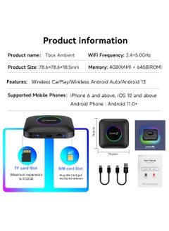 Carlinkit CarPlay Ai Box Android 13.0 with LED Light for Car(4+64GB)  - Image 2