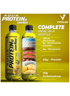 Vitalix Vitalix Aqua Protein 55 Lean Mass Pina Colada Complete Meal & Post Workout Drink – Zero Sugar,25g Beef Protein Water, 30g Carbohydrates, Creatine Monohydrate - Ramadan Drink 500ml Pack of 12  - Image 4