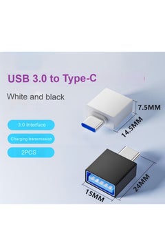 2-Pack USB 3.0 to Type-C Adapter  Black & White