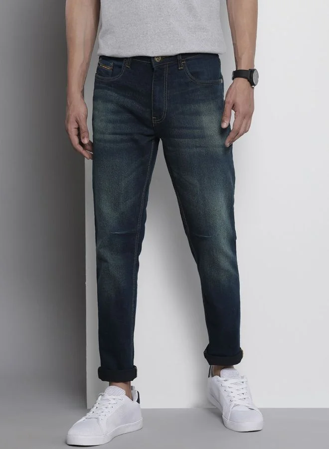 شركة المرآب الهندية Men Carrot Fit Paint Splash Mid-Rise Stretchable Jeans