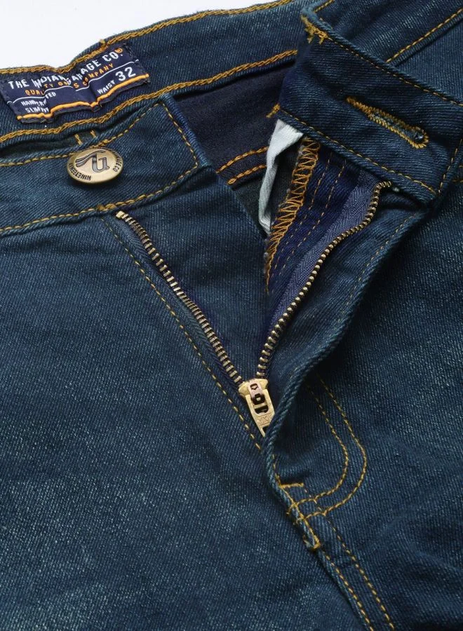 شركة المرآب الهندية Men Carrot Fit Paint Splash Mid-Rise Stretchable Jeans