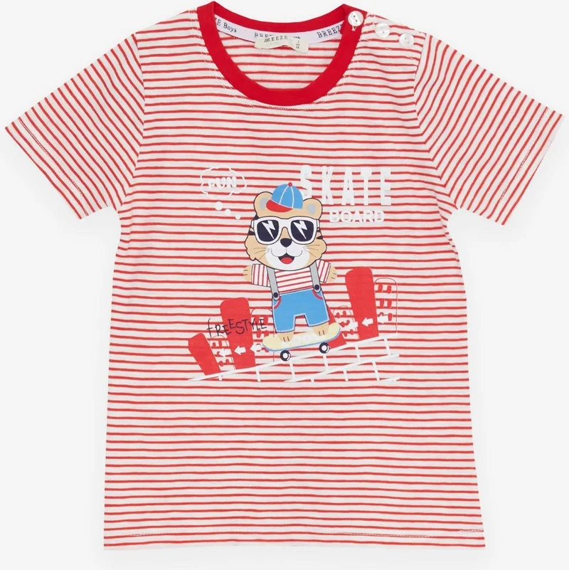 Breeze Girls & Boys Boy Shorts Suit Striped Cool Animal Printed 1.5-5 Years, Red