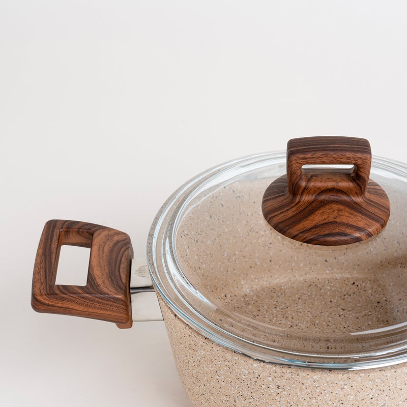 ألبرتو طقم أواني طهي جرانيت من البرتو 7 قطع باللون البنى - Image 5