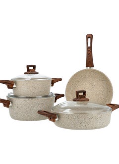ALBERTO Cookware set w/glass lid Brown steel handle  - Image 1
