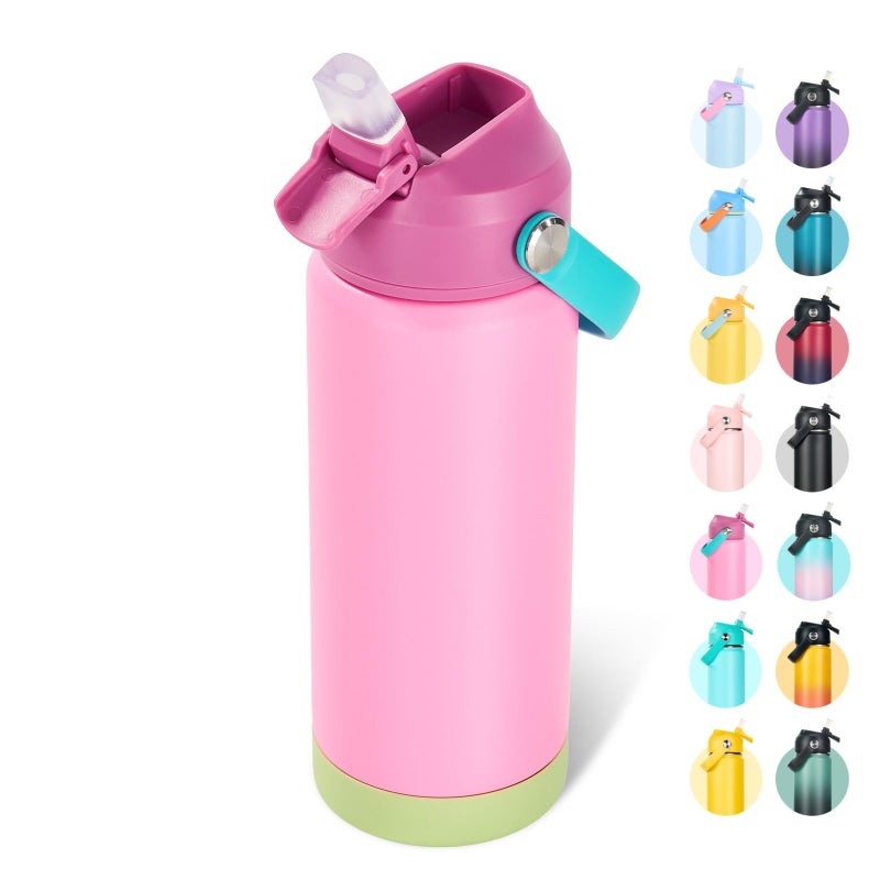 Fijinhom 24oz Insulated Stainless Steel Water Bottle, Wide Mouth Double Wall Vacuum, Silicone Straw, Sweat & Leak Proof, BPA Free Insulated Water Flask for Travel, Keep Cold 24h Hot 12h, Berries - Image 1