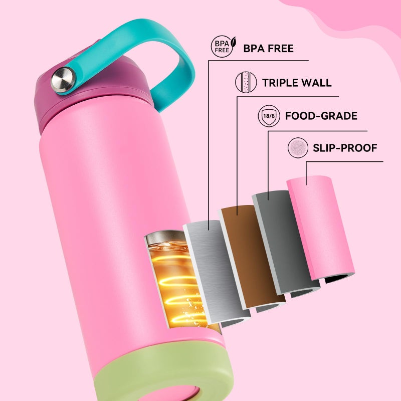 Fijinhom 24oz Insulated Stainless Steel Water Bottle, Wide Mouth Double Wall Vacuum, Silicone Straw, Sweat & Leak Proof, BPA Free Insulated Water Flask for Travel, Keep Cold 24h Hot 12h, Berries - Image 5