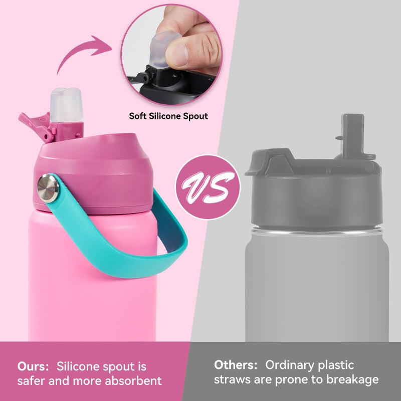 Fijinhom 24oz Insulated Stainless Steel Water Bottle, Wide Mouth Double Wall Vacuum, Silicone Straw, Sweat & Leak Proof, BPA Free Insulated Water Flask for Travel, Keep Cold 24h Hot 12h, Berries - Image 3