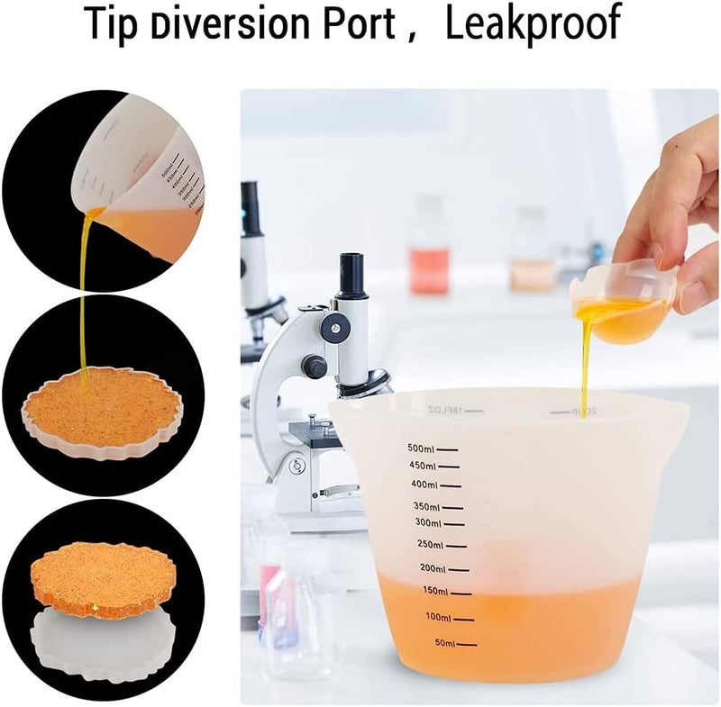 Silicone Measuring Cups, Resin Mixing Pouring Cups for Epoxy Set of 2, Resin Jewelry Making, Non Stick Reusable Craft Measuring Cups 16 OZ - Image 3