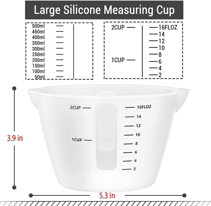Silicone Measuring Cups, Resin Mixing Pouring Cups for Epoxy Set of 2, Resin Jewelry Making, Non Stick Reusable Craft Measuring Cups 16 OZ - Image 2