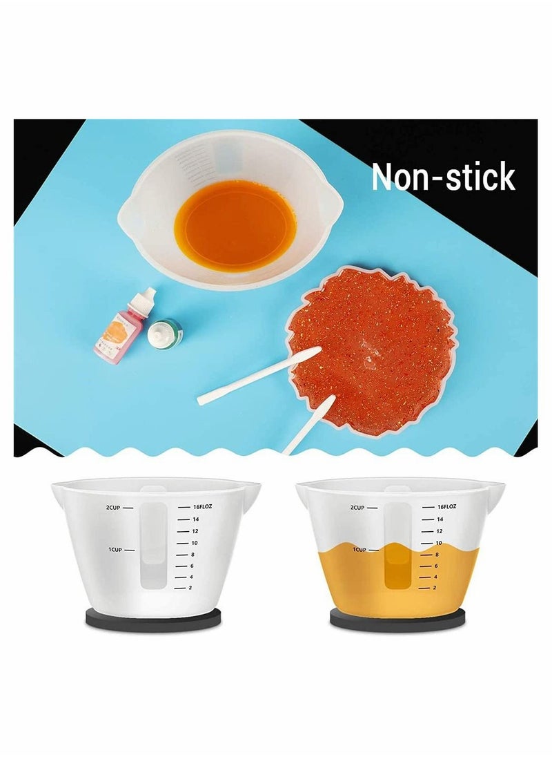 SYOSI - Silicone Measuring Cups, Resin Mixing Pouring Cups for Epoxy Set of 2, Resin Jewelry Making, Non Stick Reusable Craft Measuring Cups 16 OZ - Image 1
