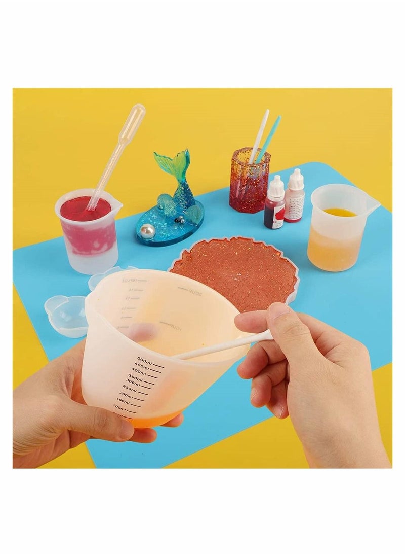 SYOSI - Silicone Measuring Cups, Resin Mixing Pouring Cups for Epoxy Set of 2, Resin Jewelry Making, Non Stick Reusable Craft Measuring Cups 16 OZ - Image 1